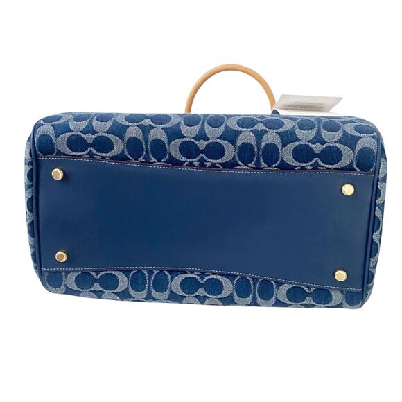 NWT Coach Rowan Large Satchel Bag In Signature Blue Denim Canvas - Picture 4 of 15